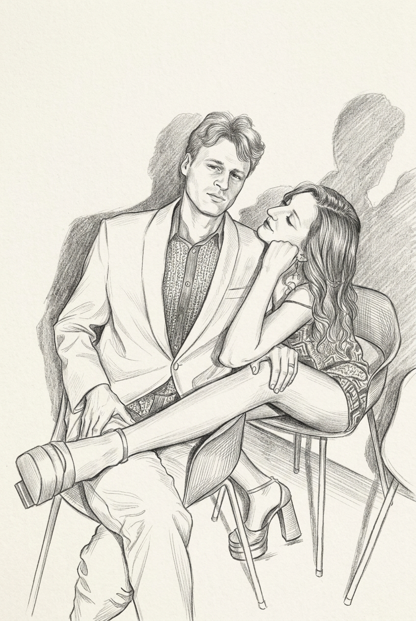 Pencil sketch of the couple